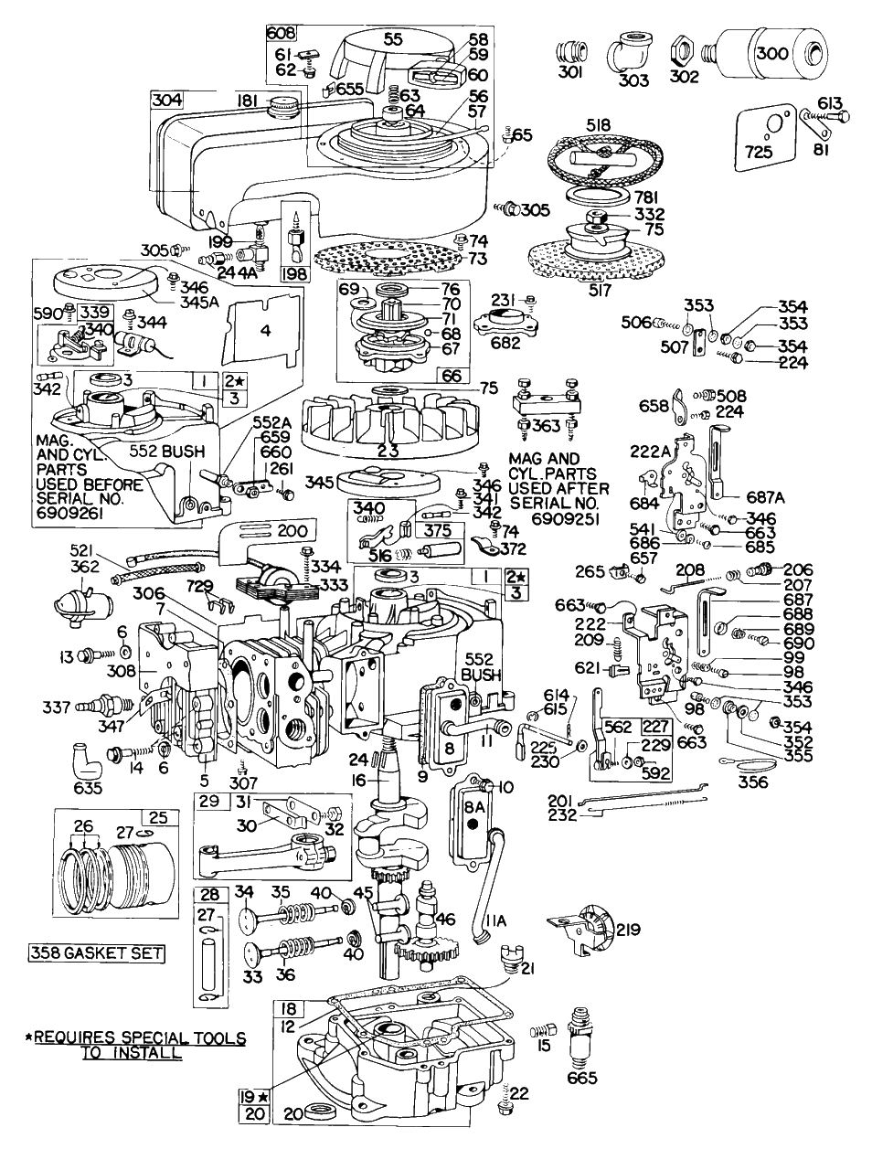 Cylinder,sump,control,piston Diagram and Parts List for 146702-0138-XX  Briggs and Stratton Engine